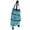 Collapsible Trolley Bags Folding Shopping Bag Canvas Multifunctional Grocery Bag with Wheel for