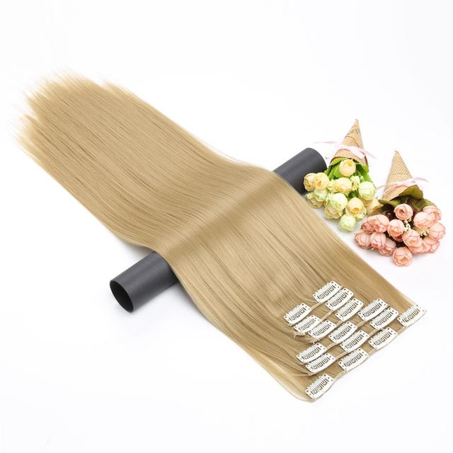 XINRAN Hair Extension Synthetic Straight Hair Clips For Women 150g High Temperature Fiber