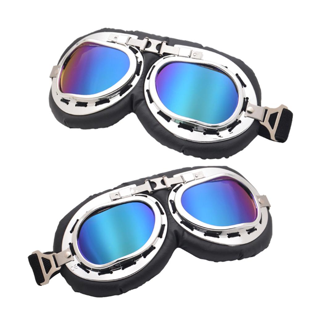 Motorcycle Goggles Retro Pilot Style Cruiser Scooter Goggle Glasses Dustproof Windproof for Men Women Adult Anti-Scratch