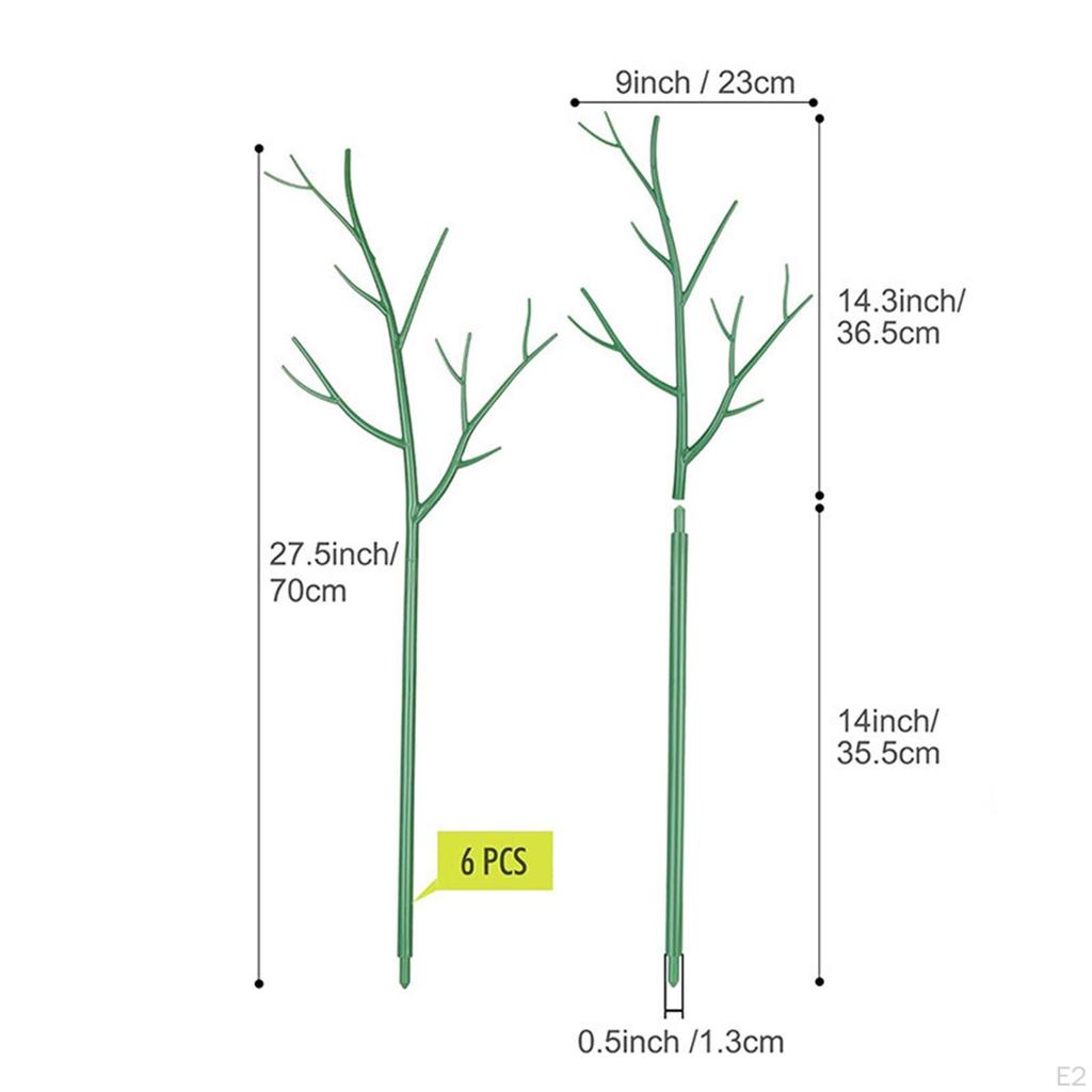 Набор кольев для поддержки растений, 6 предметов, универсальная опора для помещения, зеленые аксессуары с зажимами для орхидей