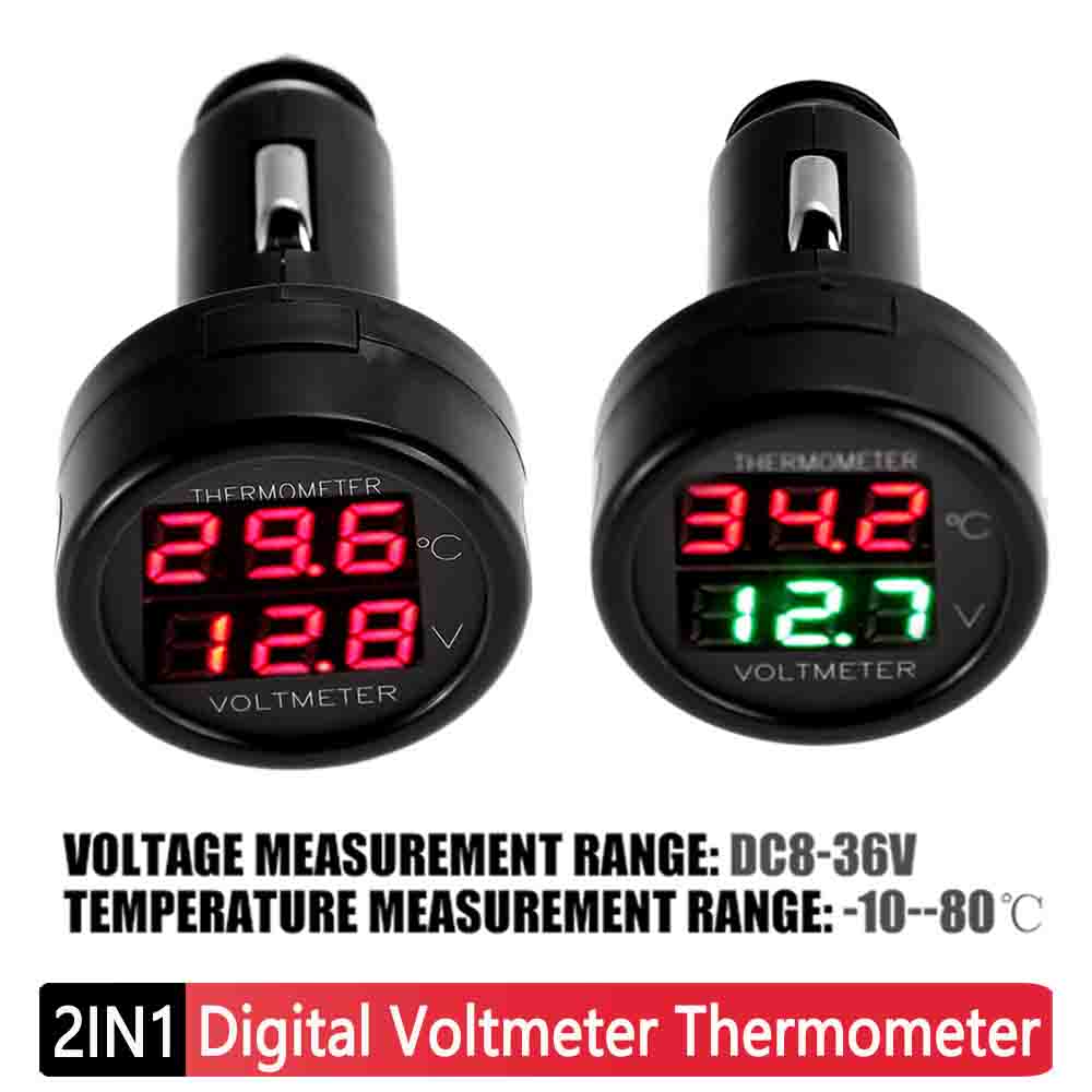 12 В 24 В цифровой автомобильный вольтметр термометр стиль прикуривателя 2 в 1 монитор батареи напряжение температура измеритель автомобильные товары