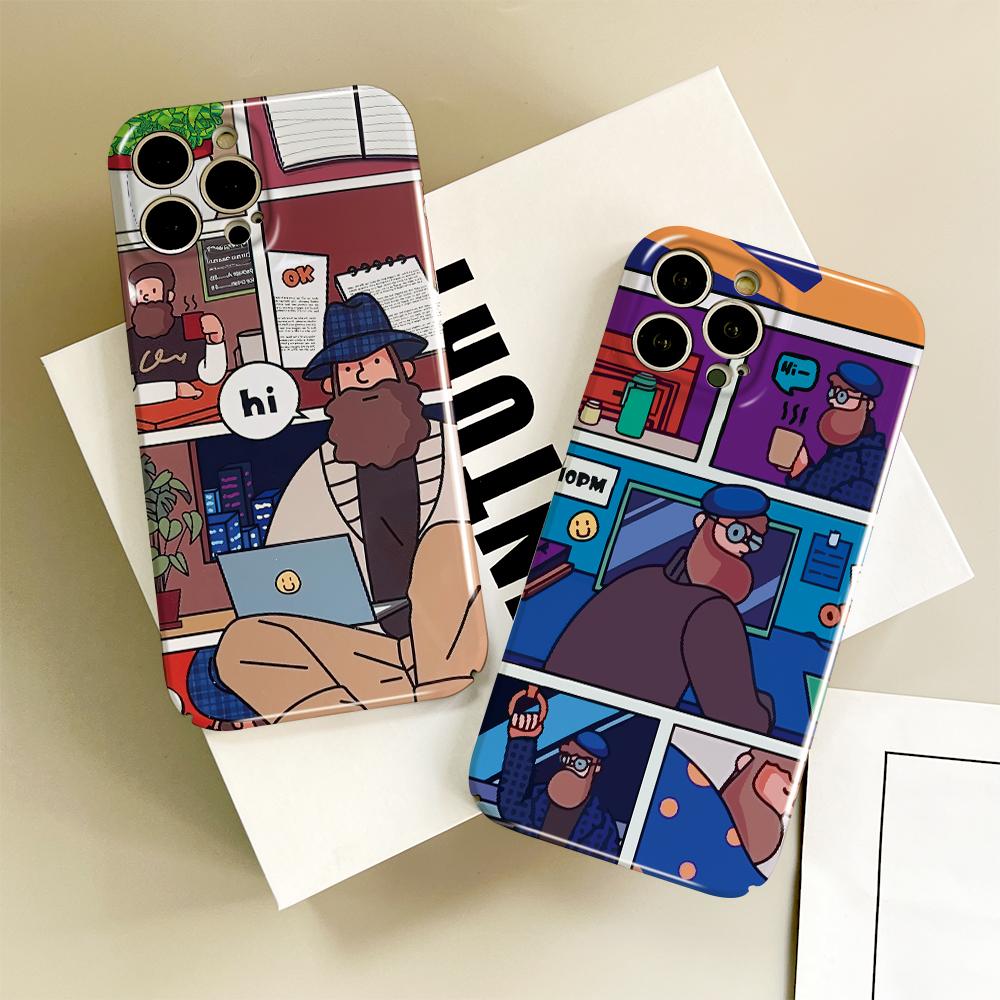 Универсальный чехол для телефона с пленкой и мультяшным модным дизайном, твердый чехол с полным покрытием, защитный чехол для камеры для iPhone, Samsung, Xiaomi, Poco, Redmi, Huawei, Honor