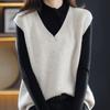 Women Vests Sweaters 2025 Sleeveless V-Neck Black White Knitted Vest Sweater Women Tops JJ146