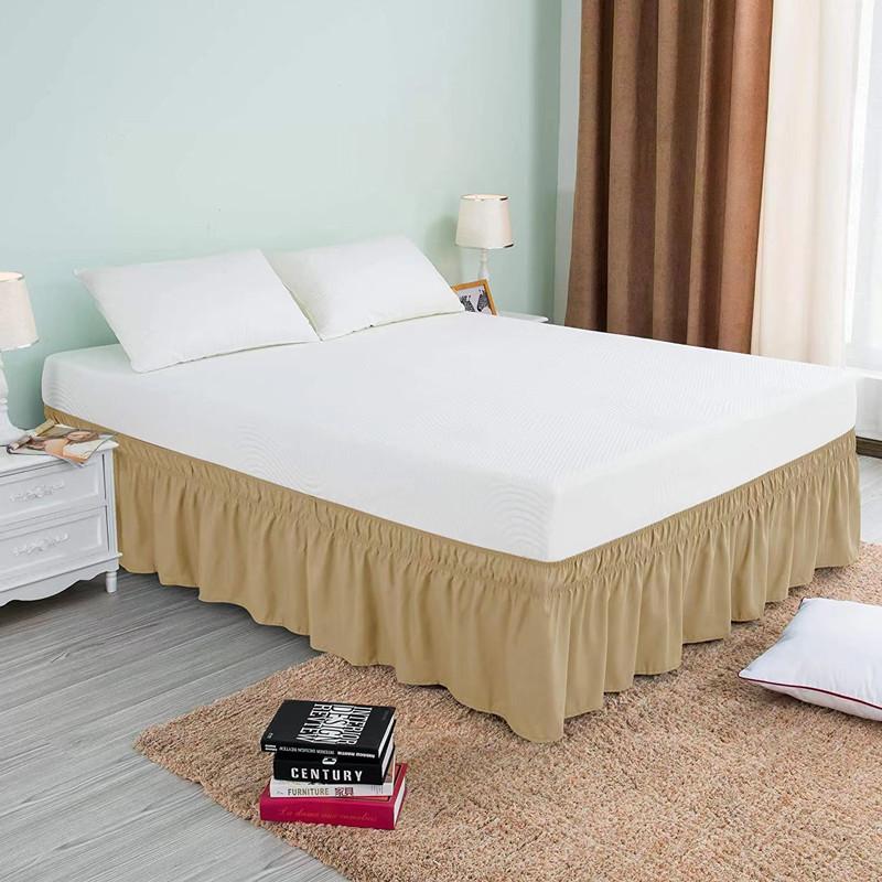 Top Selling Affordable Solid Color Wrap Around Ruffled Bed Skirt with Strong Elastic -Fade Resistant Fabric 15 Inch High