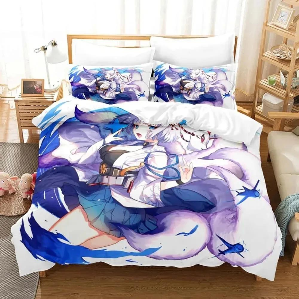 Аниме Azur Lane Постельный комплект Односпальный Полуторный Двуспальный Кингсайз Комплект для кровати Взрослый Детский Спальня Комплекты пододеяльников