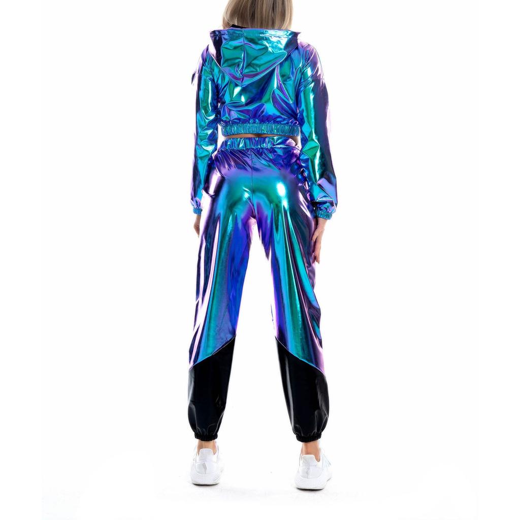 Женские блестящие брюки Эластичные спортивные брюки Свободные повседневные длинные брюки для отдыха Спортивные штаны Беговые штаны Эластичные леггинсы Вечеринка Дискотека Клубная одежда