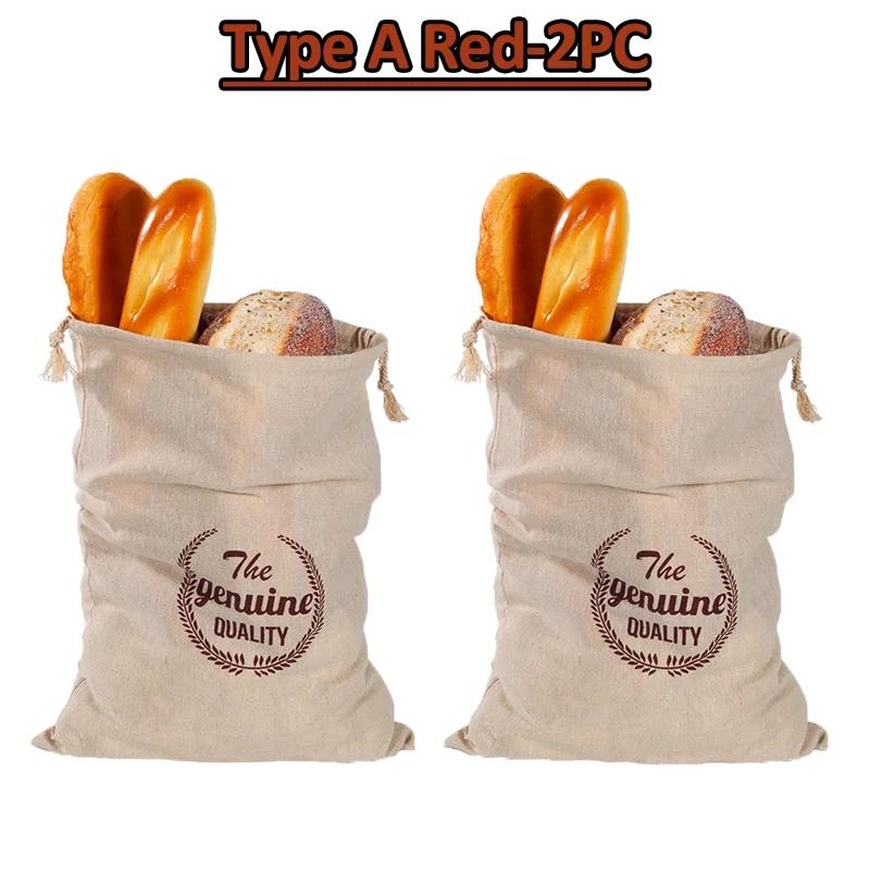 3 Styles Linen Bread Bags Reusable Drawstring Bag Homemade Artisan Bread Storage Food Bags Various Sets Bread Bags for Baguette