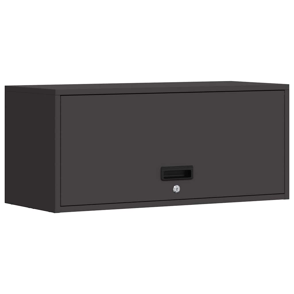 Wall Mounted Garage Cabinet with Gas Spring Door Black