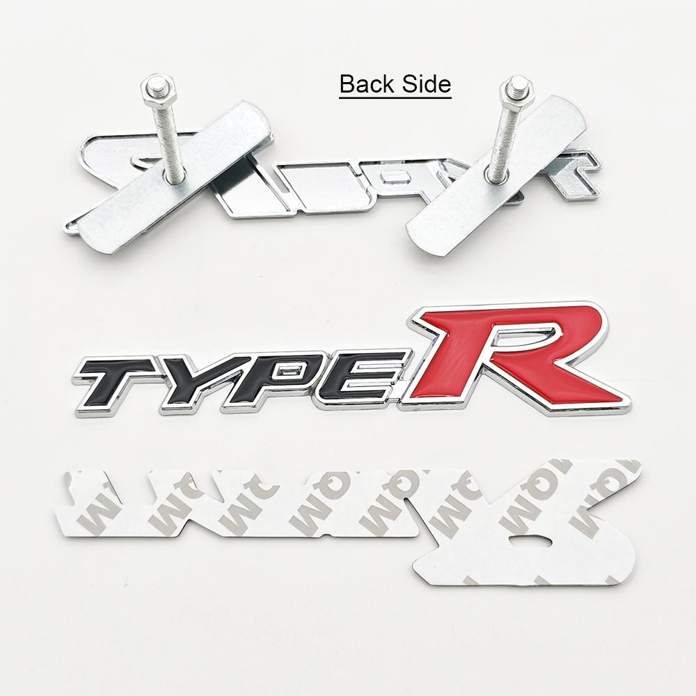 3D Metal Car Sticker Type-R Type-S Logo Front Grill Emblem Trunk Badge Decals For Honda Civic CRV HRV Accord Fit RS Acceessories DD11