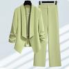 Women Spring Summer Green Blazer Pants Two Pieces Sets Office Lady Graceful Thin Suit Jacket Trousers Outfits Work Clothing