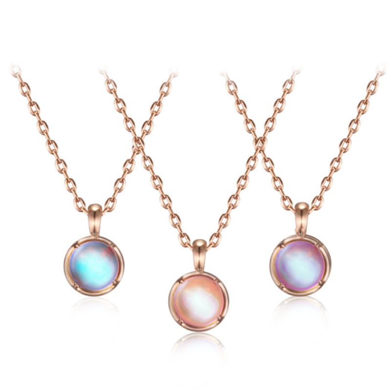 ELLE Jewelry 14K GP Лунный камень Простое Круглое Ожерелье ELBRNN219