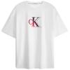 Calvin Klein Unisex Letter Logo Print Loose Round Neck Short Sleeve T-Shirt Unisex T-Shirts Moonlight-White J400322YAF