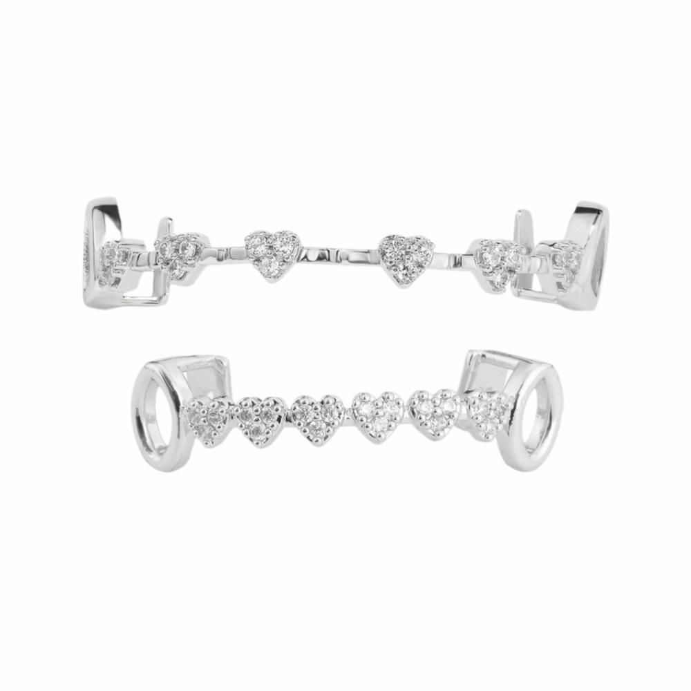 rhinestone Charm Teeth Grillz Double Glossy Love Drill Braces Men Women Jewelry Tooth Socket