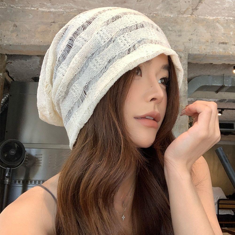Hollow Beanies Hat Breathable Sunscreen Cap Fashion Knitted Hat Apparel Accessories