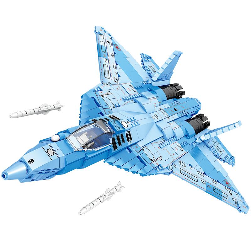 Нетоксичные 1365 деталей Строительные блоки Истребитель Су-57 Стелс Модель Самолета ВВС России Кирпичики Игрушки Настольный Дисплей Детские Игрушки Подарки для Детей