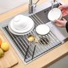Rollable Foldable Stainless Steel Sink Drying Rack Kitchen Multifunctional Dish Drainer For Vegetable Fruit Storage6