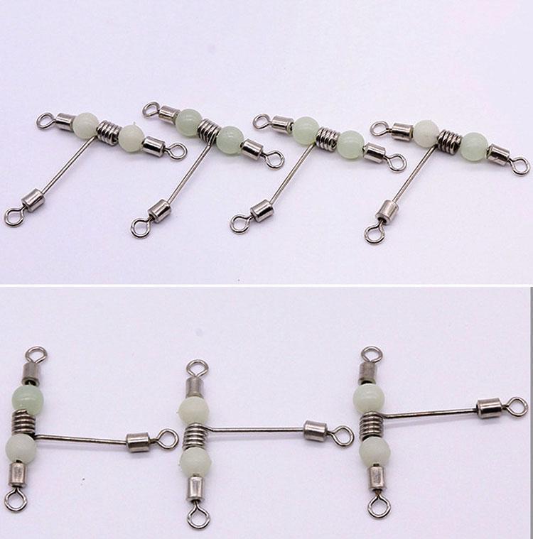 20pcs Luminous Beads /Swivel / 3-Way T Shape Stainless Wire Arms Fish Rig Branch Balance Fishing Tackle Accessories