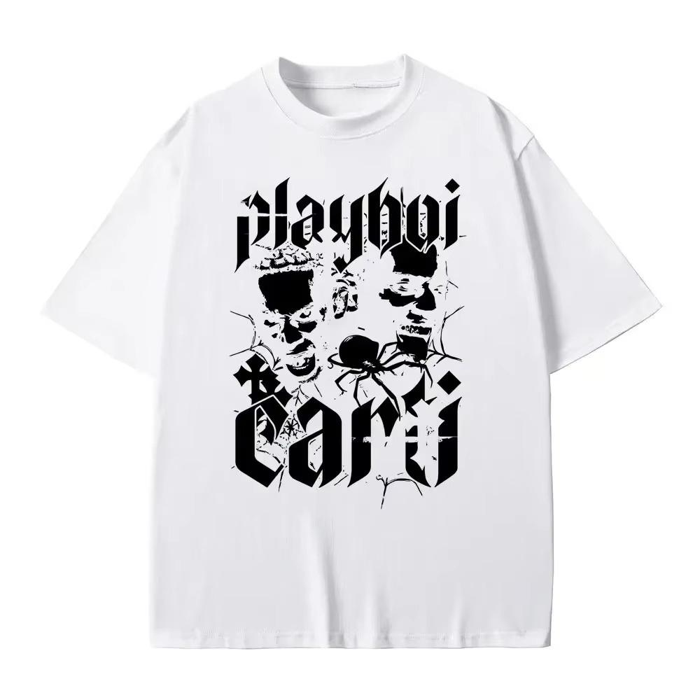 Набор из футболки с принтом рэпера Playboi Carti Мужской Хип-Хоп Весна-Лето 2026 Новая Мода Поп-музыка Футболка с коротким рукавом Шорты