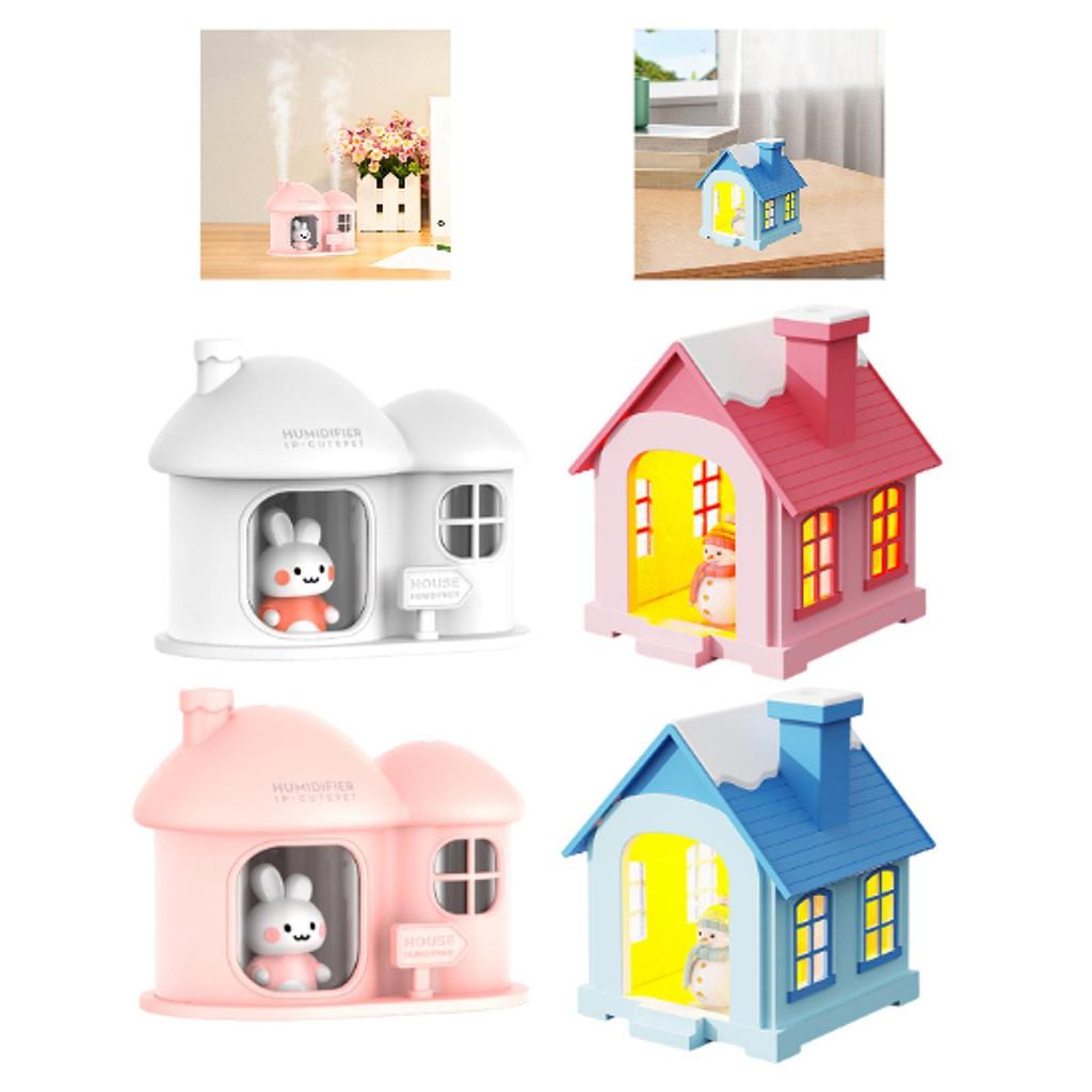 Увлажнитель воздуха в форме домика, 2 режима распыления, диффузор для эфирных масел, портативный маленький увлажнитель для гостиной, фермерского дома, офиса, подарок, СПА