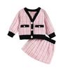 Одежда для маленьких девочек, осеннее платье, повседневный клетчатый кардиган, топ + клетчатая юбка, комплекты для девочек, костюм для новорожденных