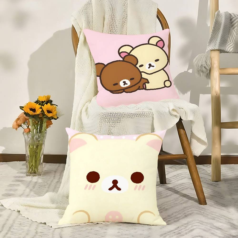 Милая наволочка для подушки-подушки L-Rilakkuma, мягкая, милая, декоративная наволочка для подушки в машину, диван, полиэстер, на молнии