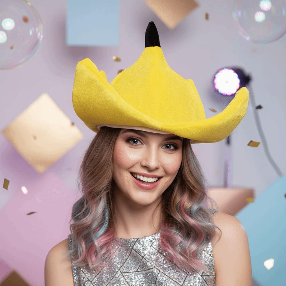Vibrant Yellow Design Banana Plush Hat Three-Dimensional Peel Quirky Cosplay Cap Toddler Kid Gift