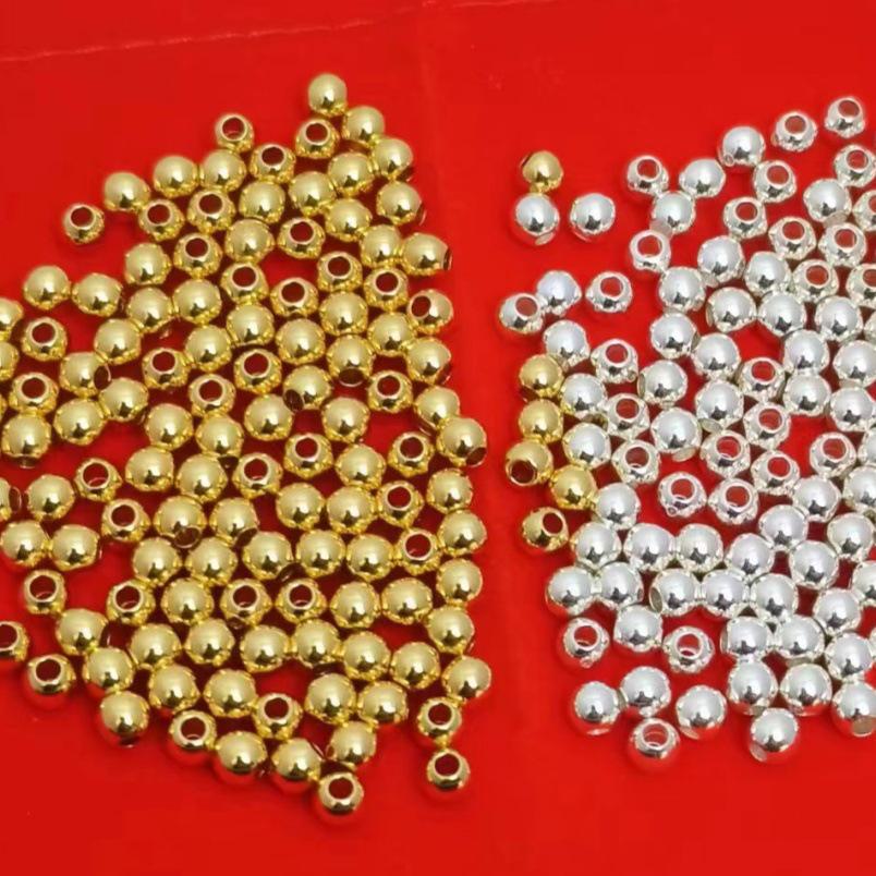 14k Gold-Plated Color-Preserving Small Beads: Polished Spacer Beads for DIY Handmade Jewelry Accessories