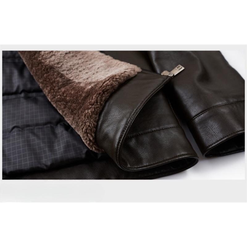 Куртка из натуральной кожи, мужская пуховая куртка, повседневная куртка с лацканами, короткая кожаная куртка, мужская зимняя куртка