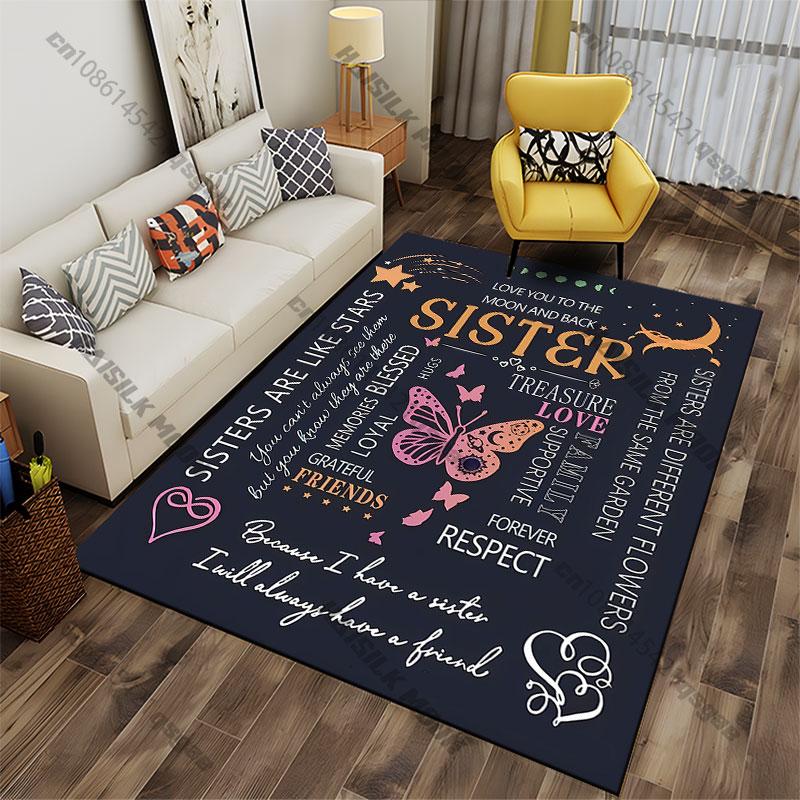 Sisters love friendship family bond carpet Yoga living room room decor children's crawling mat doormat area rug games mat