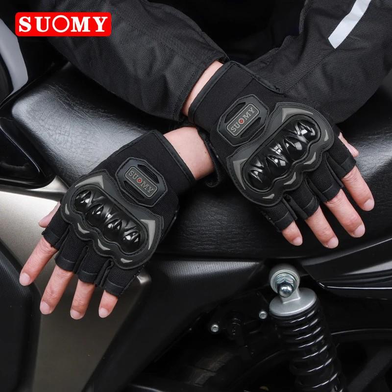 Mens Half-Finger Motorcycle Gloves Breathable Riding Protective Gear Motorbike Cycling