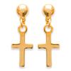 [Q6679] - Gold Plated 'Cross' Earrings - 16x6 Mm