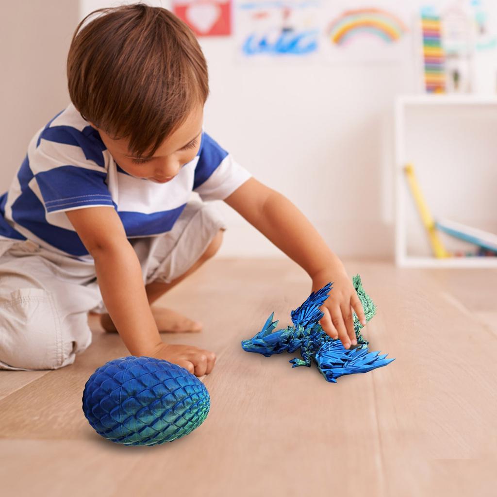 Таинственный дракон с яйцом, Дракон с яйцом, напечатанный на 3D-принтере, Гибкий дракон с шарнирами и яйцами, Подарочная игрушка, напечатанная на 3D-принтере