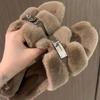 Корейская версия тапочек Мао Мао женские осень 2025 новые плюшевые на плоской подошве для улицы плоская подошва знаменитость нежные тапочки