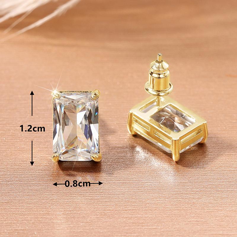 Huitan Stylish Women Stud Earrings Simple Design Versatile Daily Party Accessories Inlaid Shining CZ Wedding Charming Jewelry