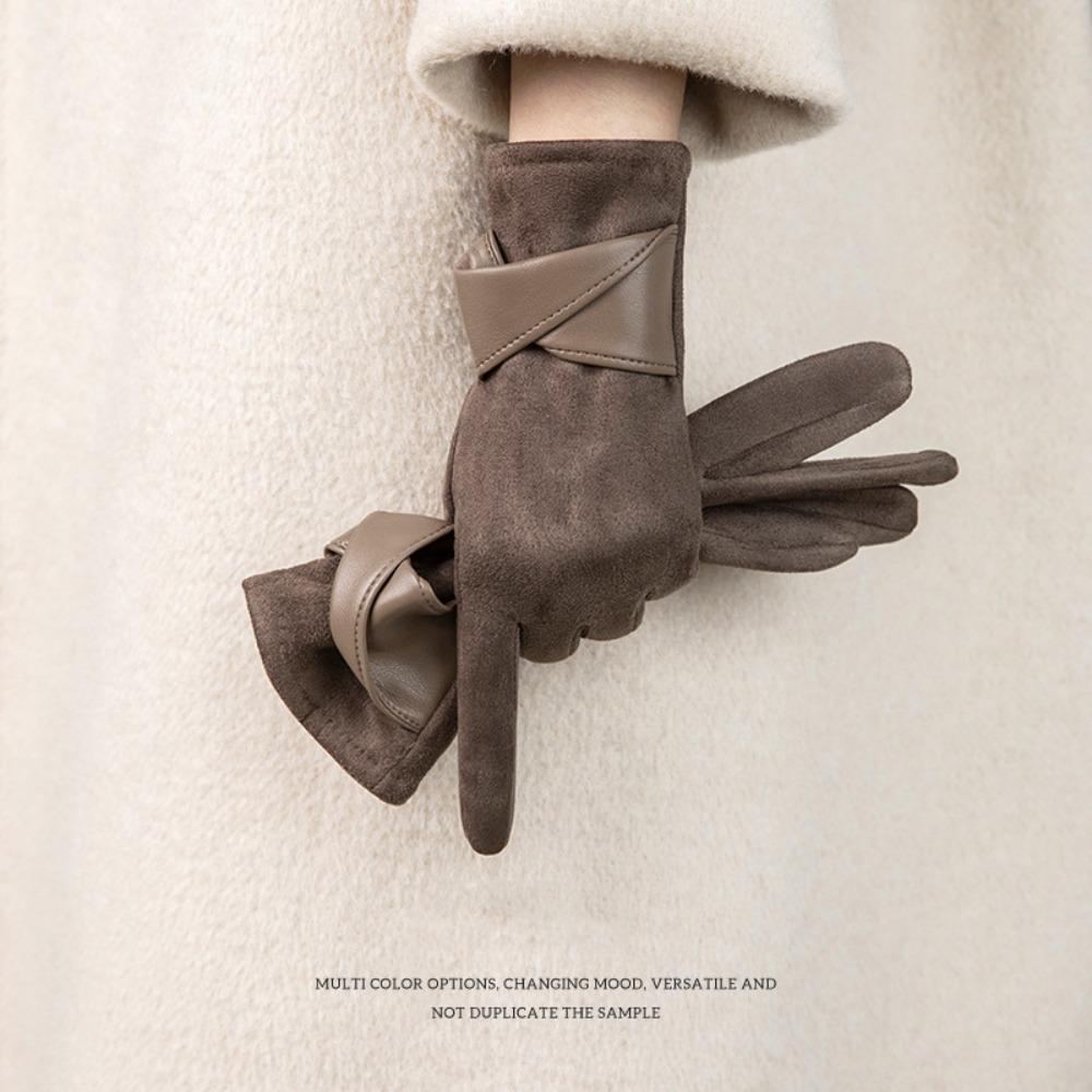 Мягкие зимние замшевые перчатки Толстые женские велосипедные варежки Универсальные перчатки из искусственной кожи Девочки