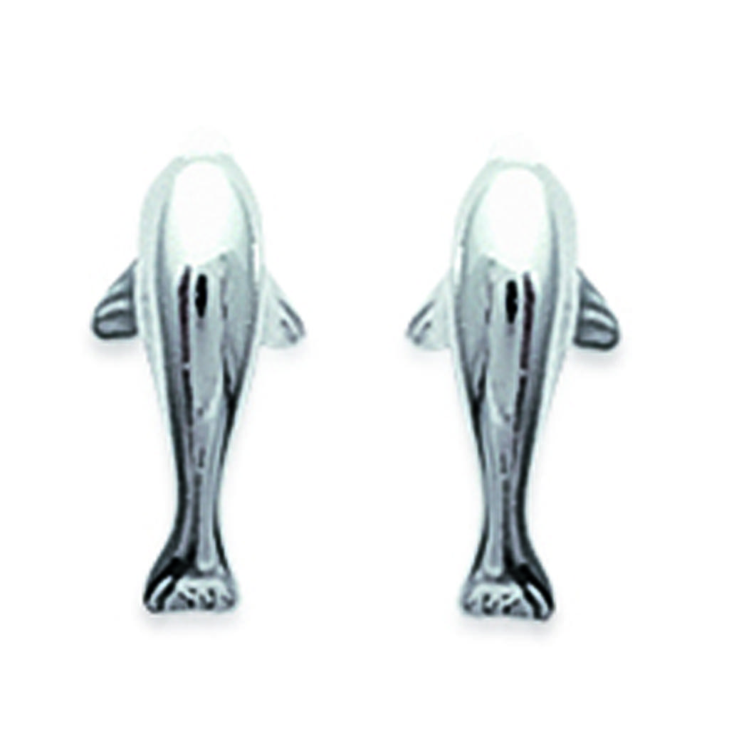 Les Trésors De Lily [D7206] - Silver 'Dolphins' Silver Earrings - 5x11 Mm