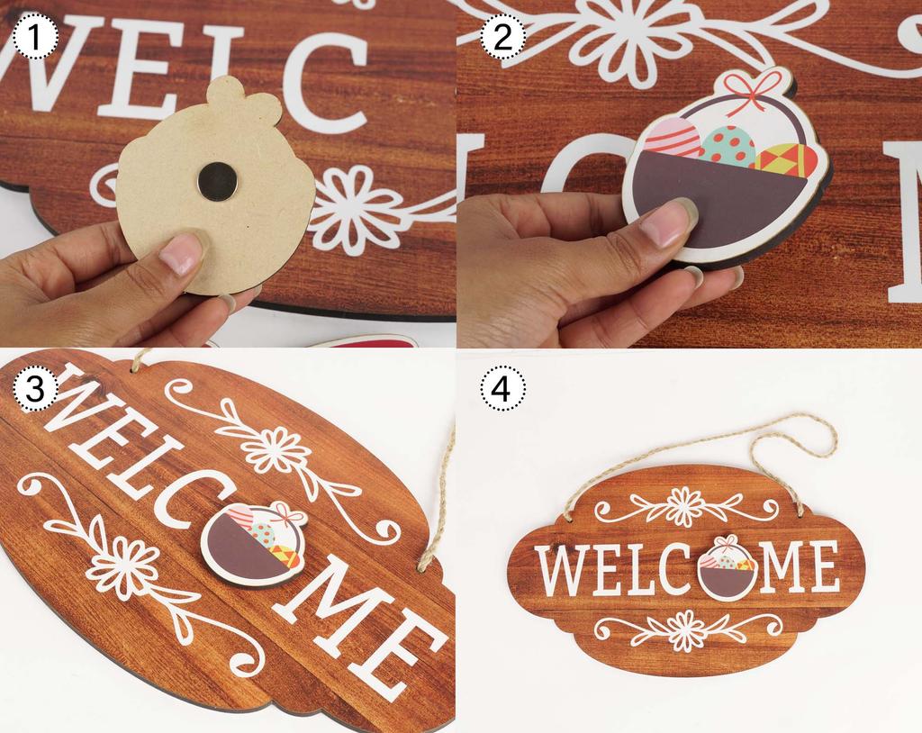 Inkdotpot Welcome Sign Front Door Decorations Hanging Rustic Wood Seasonal Holiday Ornaments Wall Hanging 17" Inches