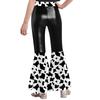 Girls Disco Costume Patchwork Printed Pants Shiny Metallic Elastic Waistbell Bottom Design Role Playing Parties