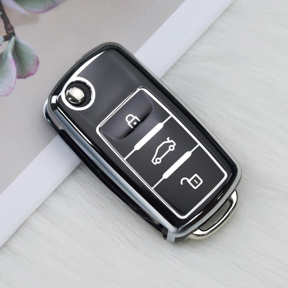 Новый чехол для автомобильного ключа TPU Flip для VW Volkswagen Polo Tiguan Passat Golf Jetta Lavida Skoda Octavia с полным покрытием Keycahin Shell Bag