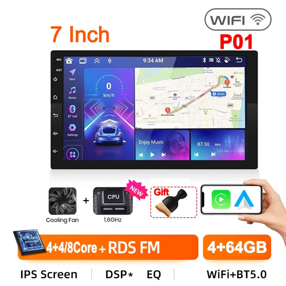 Universal 2Din Car Radio 7"/9"/10"Android 13 Autoradio 4/8Core Wireless Carpaly Multimedia Player GPS For Hyundai Nissan Toyota