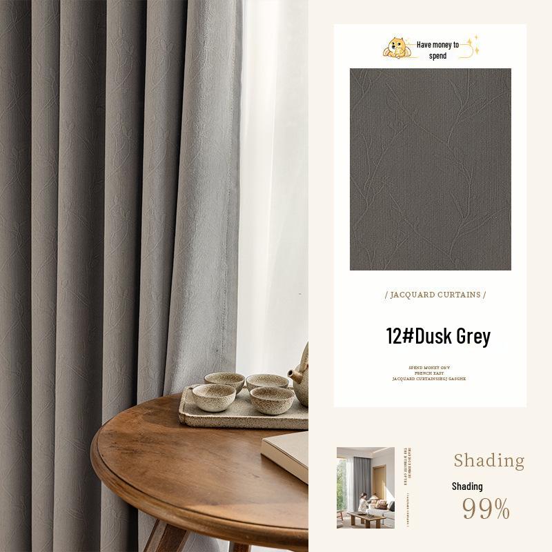 Cream Chenille Blackout Curtains for Living Room and Bedroom