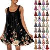 Женское модное летнее пляжное повседневное милое платье на бретельках без рукавов с принтом