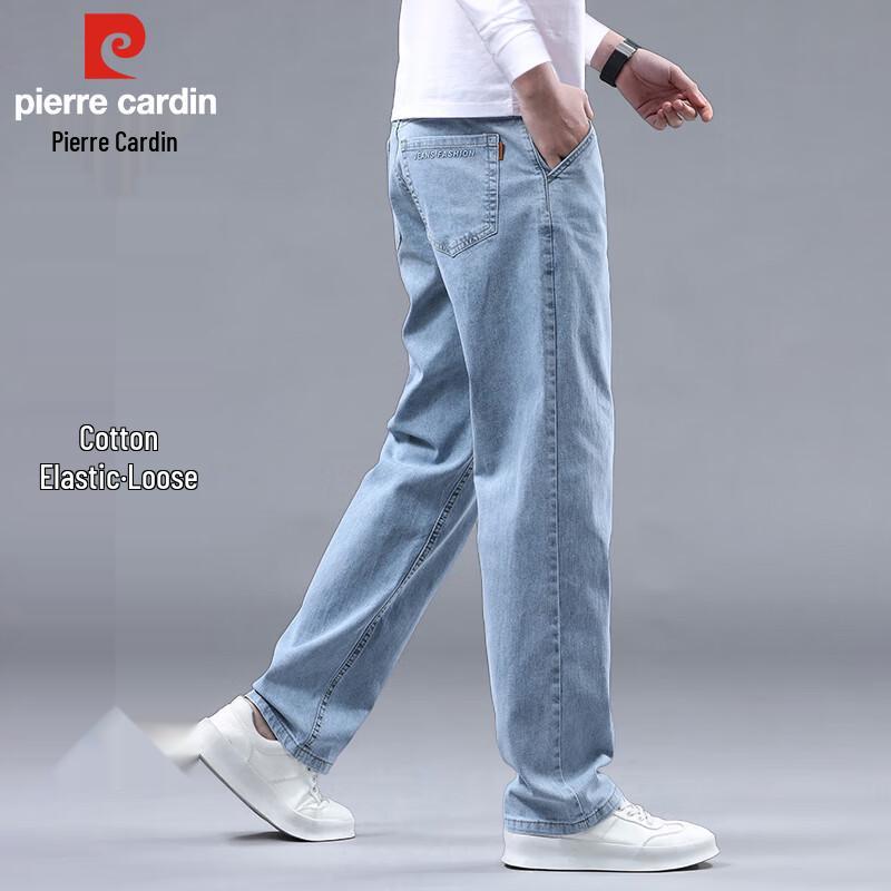 Pierre Cardin Мужские свободные прямые повседневные джинсы