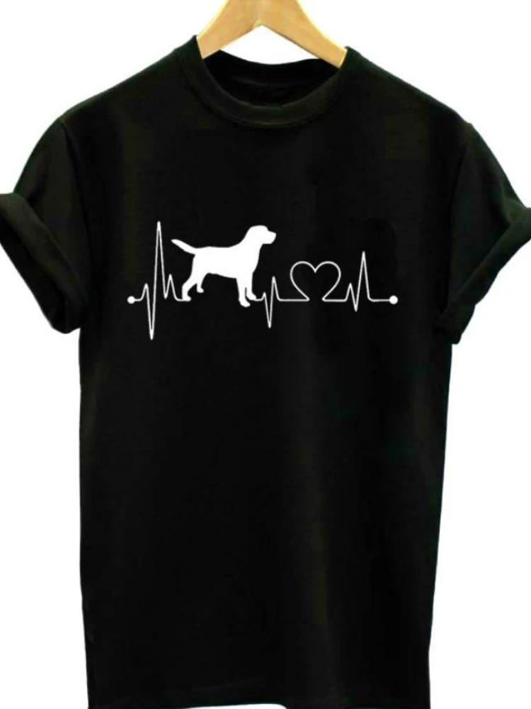 Футболка с принтом Horse Heartbeat Line, женская, с коротким рукавом и круглым вырезом, свободная, женская, летняя, модная футболка, топы, одежда