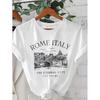 Rome Italy Skyline Women's Casual Round Neck Short Sleeve T-Shirt Y2k Tees Tops Women Summer T Shirt Graphic Gothic T-shirt