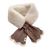 Scarves Winter Thickened Knitting Splicing Cross Colorblocking Faux Rabbit Warm Scarves