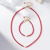 Elegant Red Crystal Freshwater Pearl Choker Necklace Women Minimalist Office Chic Layering Jewelry 5-6mm 41-50cm