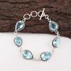 Sky Blue Topaz Gemstone 925 Sterling Silver Jewelry Handmade Women Bracelet 7-9" RB-18-3