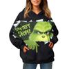 Ladies' Fashionable Long Sleeved Pullover With Christmas Print Hooded Pocket Sweatshirt