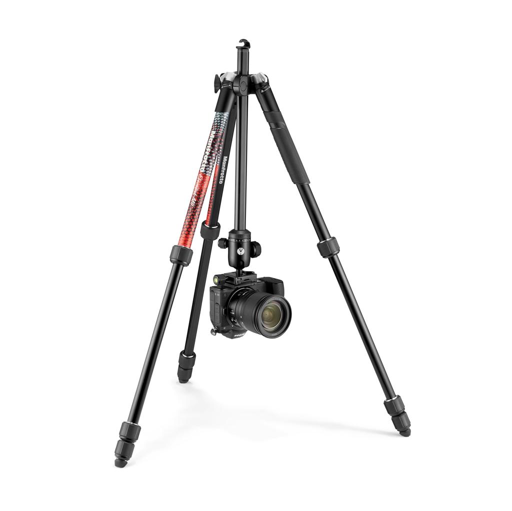 Manfrotto Element MII Дорожный алюминиевый штатив 8 кг Максимальная высота В сложенном виде Шаровая головка Переноска JP A00015BMN Штатив, 4-секционный комплект, Красный, Легкий, 1,55 кг
